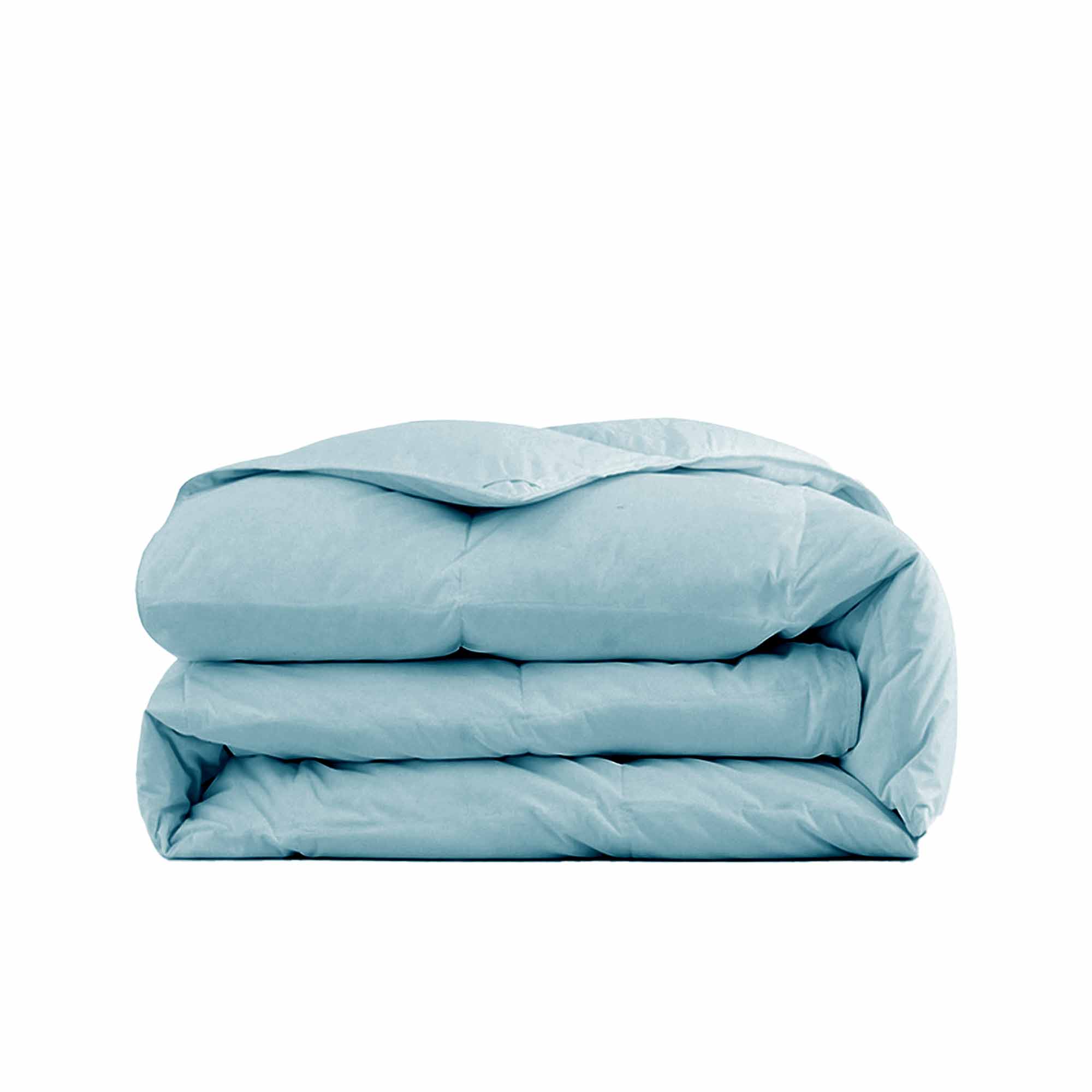 The down comforter with feathers is enveloped in the pristine shades of Sky Blue. Enjoy a cloud-like experience for a cozy sleep with this superior quality down feather comforter with duvet ties.
