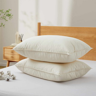 2 Pack Organic Cotton Goose Down Feather Pillows for Back and Side Sleepers, Pillow-in-a-pillow design, 300 TC, 100% Cotton Fabric