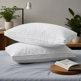 2 Pack Classic Goose Feather Bed Pillows with Soft Cover