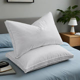 2 Pack Classic Goose Feather Bed Pillows with Soft Cover