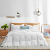 The lightweight summer comforters are brushed in the solid colors of white. Revel in a cloud of comfort in your modern bedroom design with this down blanket.