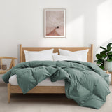 Embrace a luxurious, comfortable sleep every night with the Puredown All Season Organic Cotton Down Feather Fiber Comforter. The duvet insert can be attached to your duvet cover with ease, thanks to the four corner loops. Double-needle stitching coupled with elegant piping that lines the feather and down comforter ensures a sturdy seam, reducing duvet filling loss and lending the all-season feather comforter a tailored appearance.
