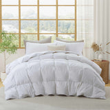 Embrace a luxurious, comfortable sleep every night with the Puredown All Season Organic Cotton Down Feather Fiber Comforter. The duvet insert can be attached to your duvet cover with ease, thanks to the four corner loops. Double-needle stitching coupled with elegant piping that lines the feather and down comforter ensures a sturdy seam, reducing duvet filling loss and lending the all-season feather comforter a tailored appearance.