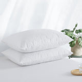 2 Pack Hotel Quality Goose Feather Bed Pillows for Side & Back Sleepers