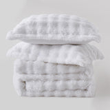 3 Pieces Fluffy Faux Rabbit Fur Comforter Set, Plush Fuzzy Bedding Set for Winter