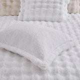 3 Pieces Fluffy Faux Rabbit Fur Comforter Set, Plush Fuzzy Bedding Set for Winter