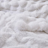 3 Pieces Fluffy Faux Rabbit Fur Comforter Set, Plush Fuzzy Bedding Set for Winter