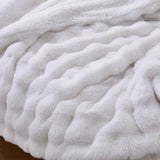 3 Pieces Fluffy Faux Rabbit Fur Comforter Set, Plush Fuzzy Bedding Set for Winter