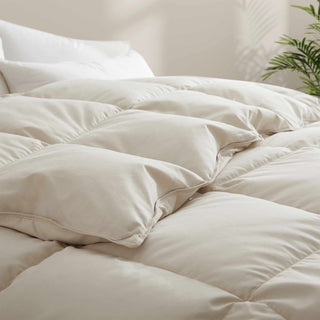 The feather goose down comforters are covered in the subtle touch of cream hues. Bring lavish comfort to your personal space with these feather goose down comforters.
