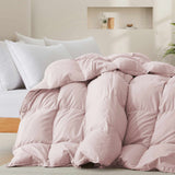 The feather goose down comforter is available in the feminine tones of Pink. Enjoy balanced year-round warmth with this feather goose down comforter.