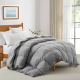 Elevate your bedding with our Gray Goose Feather & Down Comforter, designed for both modern style and cozy comfort. The neutral gray tone brings a sleek, calming vibe to any bedroom, while the soft microfiber shell and breathable down blend keep you warm without overheating—perfect for year-round use.
