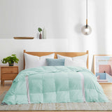 The entire comforter is painted in the refreshing hues of Mint. Welcome the crisp and revitalizing breeze of summer to your abode with this lightweight comforter for summer or feather down blanket.