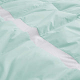 The entire comforter is painted in the refreshing hues of Mint. Welcome the crisp and revitalizing breeze of summer to your abode with this lightweight comforter for summer or feather down blanket.