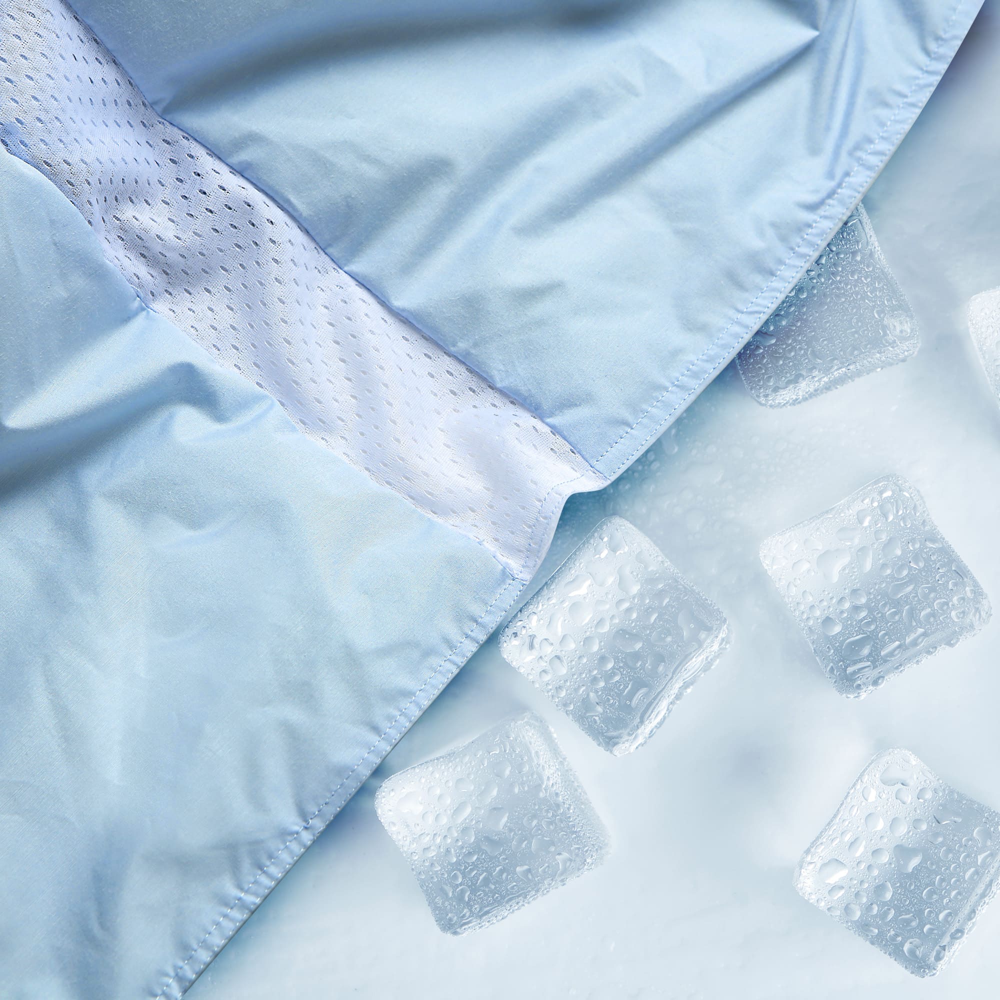 The luxurious comforter with corner tabs is enveloped in the cool tones of Sky Blue. Bring the icy cool freshness of the outdoors to your personal space with this feather down blanket.