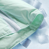 The entire comforter is painted in the refreshing hues of Mint. Welcome the crisp and revitalizing breeze of summer to your abode with this lightweight comforter for summer or feather down blanket.