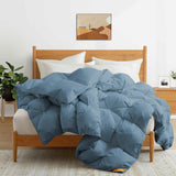 The organic cotton fabric cover comforter is brushed in the serene tones of Castle Blue. Bring an elevated level of warmth and fluffy comfort to your abode with this perfect weight comforter for a relaxing sleep experience.