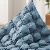 The organic cotton fabric cover comforter is brushed in the serene tones of Castle Blue. Bring an elevated level of warmth and fluffy comfort to your abode with this perfect weight comforter for a relaxing sleep experience.