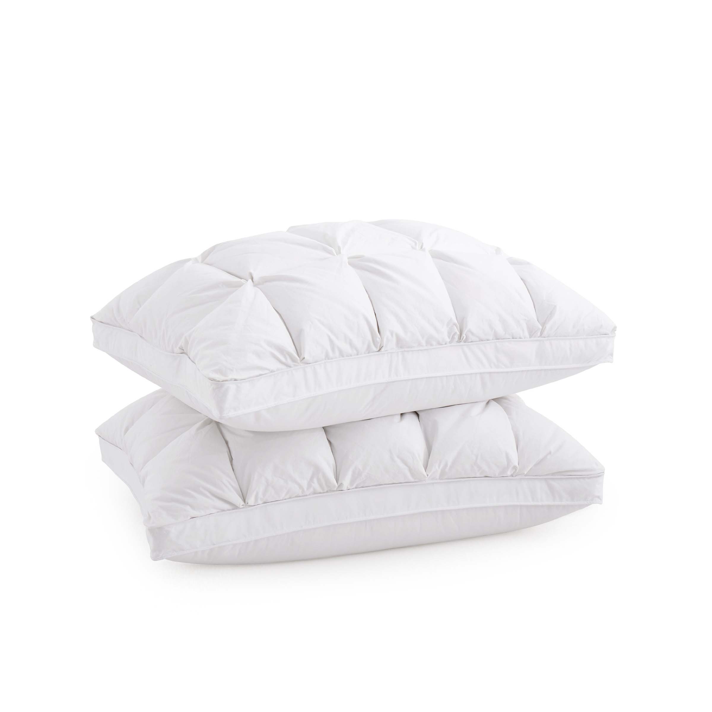 Luxury 2-Pack White Down Pillows – 75% White Down, 100% Organic Cotton, King/Queen