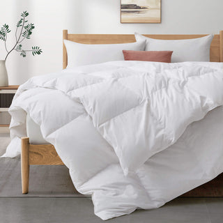 This all-size comforter is brushed in the pleasing color of white. Incorporate contemporary home trends and give your room a fresh makeover with our exquisite range of white duvet insert comforters.