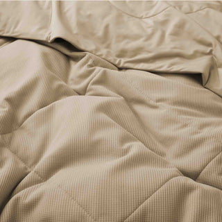 The down alternative comforter is colored in the earthy shades of khaki. Drift off into a peaceful oasis of natural beauty and blend style with great comfort with this quilted stitching comforter.