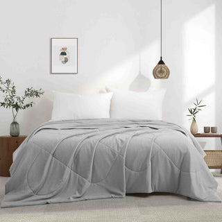 The down alternative comforter is enveloped in the soft tones of light gray. Wrap yourself in a cloud of tranquility and bring a contemporary style to your bedding decor with the light gray comforter.