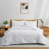 3 Piece Reversible Pintuck Pinch Pleat Bohemia and Tufted Clipped Comforter Set