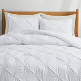 3 Piece Reversible Pintuck Pinch Pleat Bohemia and Tufted Clipped Comforter Set