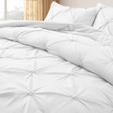 3 Piece Pintuck Pinch Pleat Comforter Set, Bedding Set for All Season