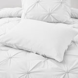 3 Piece Pintuck Pinch Pleat Comforter Set, Bedding Set for All Season