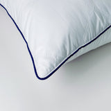 Set of 2 Goose Feather Medium-Firm Bed Pillows for Side & Back Sleepers with Quilted Cover - White