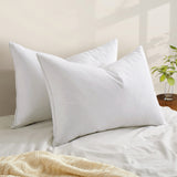 Set of 2 Premium Goose Feather Down Bed Pillows with 300TC Cotton Cover