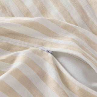 This natural color linen bedding is enveloped in soft and delicate interplay of beige and white stripes. Impart a warm glow to your bedroom with this bedding linen duvet cover set.