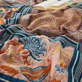 The gorgeous piece incorporates exquisite patchwork designs featuring flowers, paisleys, and scenes from nature. This plush blanket brings the beauty of old times to your bedroom.