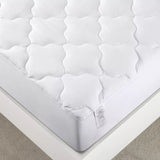 Quilted Fitted Mattress Pad, Elastic Stretches up to 18 Inches Deep, Pillow Top Mattress Cover - White