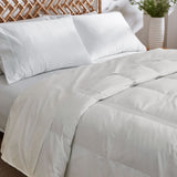 The lightweight summer comforters are brushed in the solid colors of white. Revel in a cloud of comfort in your modern bedroom design with this down blanket.