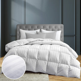 Feather Comforter Filling of Feathers & Down, Twin Size for All Season (Stripe, 68" x 90")
