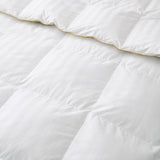 The all season down comforter is covered in the solid color of white. Add brightness and light to your room with this goose-down comforter.