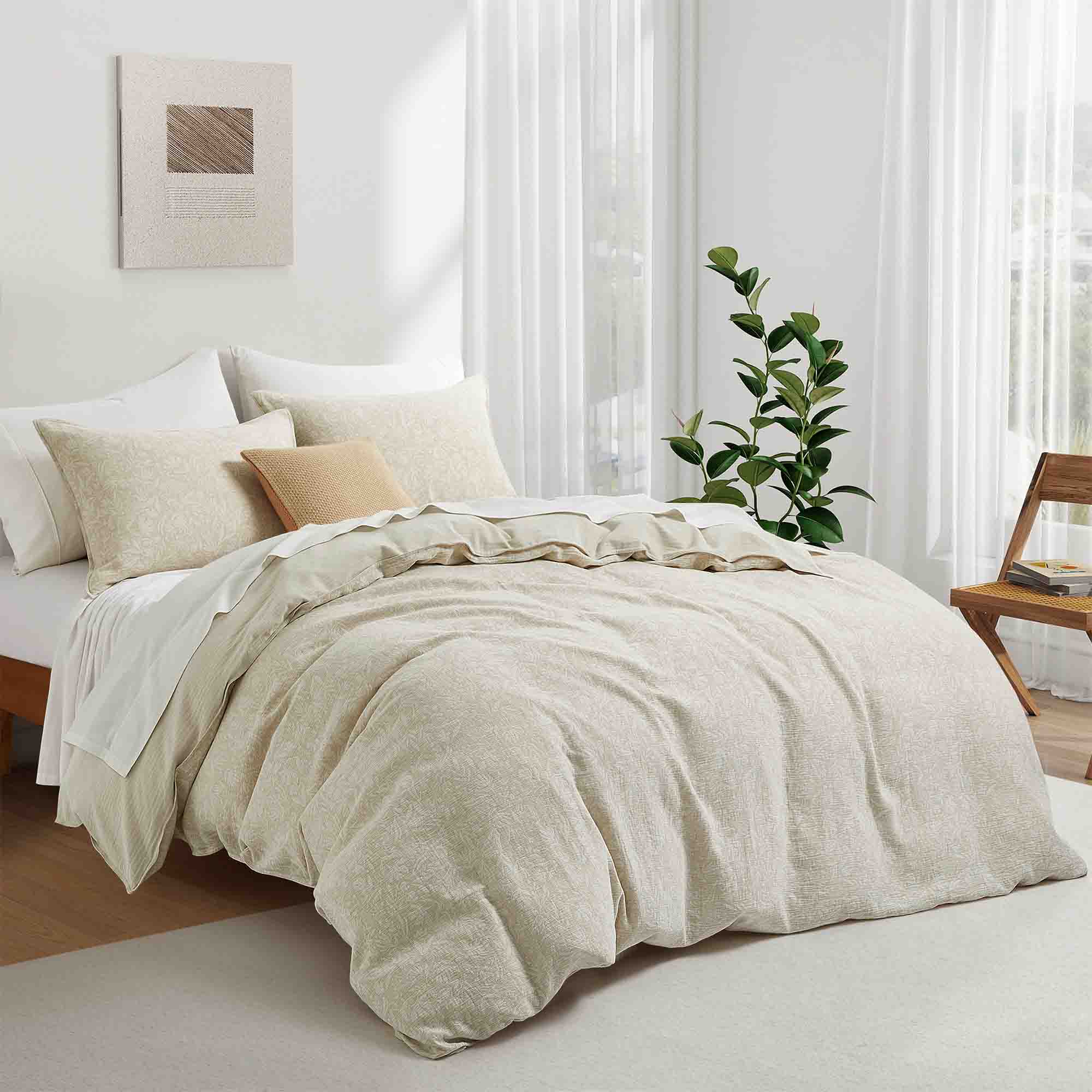 Transform Your Bedroom With the Puredown Jacquard Cotton Linen Duvet Cover Set