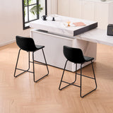 Bar Stools Set of 2, Faux Leather Counter Height Bar Stools with Back