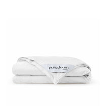 Woven Stripe Down Blanket, folded with the puredown selected label visible, displayed on a white background.