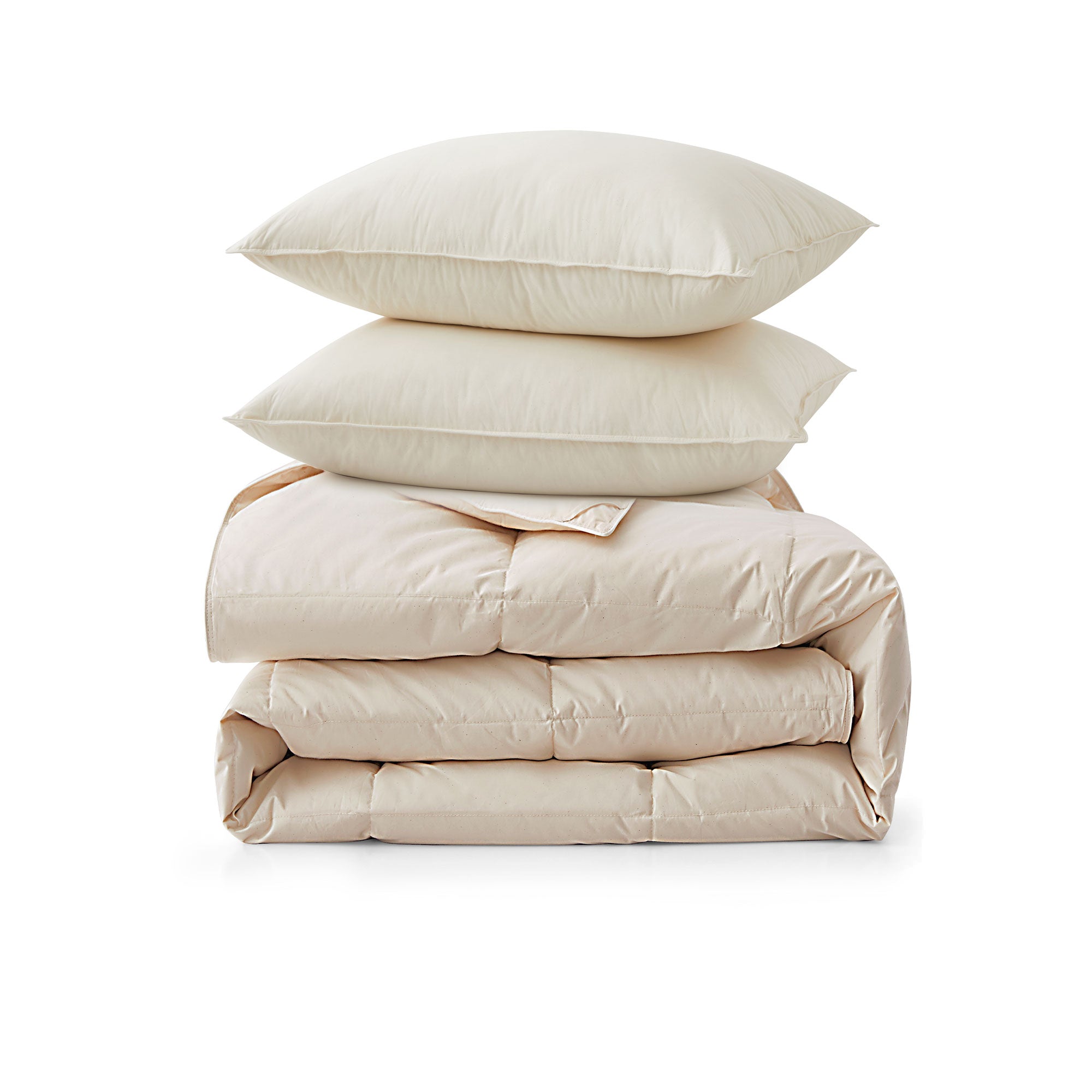 All-Season Comfort, Year-Round Bliss — our Organic Cotton Down Comforter & Pillow Bundle is made to keep you cozy in every season.