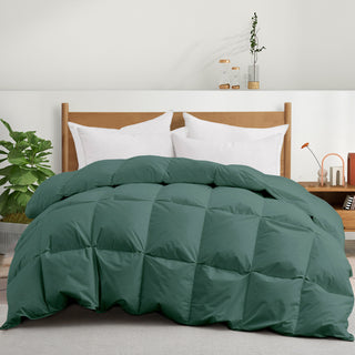 All Seasons Pinch Pleat Goose Feather and Down Comforter 100% Cotton Cover