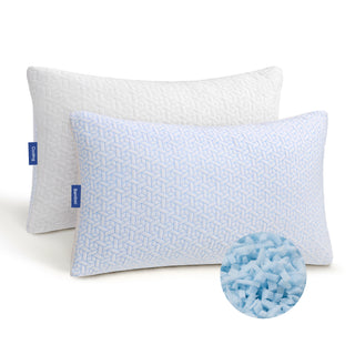 puredown® King Size Pillows Set of 2, Shredded Memory Foam Pillows, Cooling King Pillow 2 Pack, Adjustable Firm Bed Pillow for Sleeping, Side, Back and Stomach Sleepers
