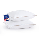 puredown® Made in USA Goose Feather Down Pillows, Queen Size Set of 2, 100% Cotton Cover, Bed Feather Pillows for Sleepering