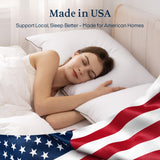 puredown® Made in USA Goose Feather Down Pillows, Queen Size Set of 2, 100% Cotton Cover, Bed Feather Pillows for Sleepering