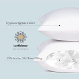 puredown® Feather Throw Pillow Inserts 22 x 22 (Pack of 2, White), Big Throw Pillows for Floor, Couch, Bed, Machine Washable