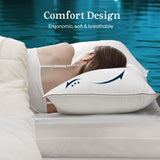 puredown® Made in USA Goose Feather Down Pillows, Queen Size Set of 2, 100% Cotton Cover, Bed Feather Pillows for Sleepering