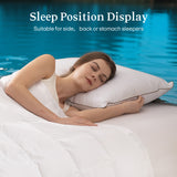 puredown® Made in USA Goose Feather Down Pillows, Queen Size Set of 2, 100% Cotton Cover, Bed Feather Pillows for Sleepering