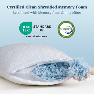 puredown® King Size Pillows Set of 2, Shredded Memory Foam Pillows, Cooling King Pillow 2 Pack, Adjustable Firm Bed Pillow for Sleeping, Side, Back and Stomach Sleepers