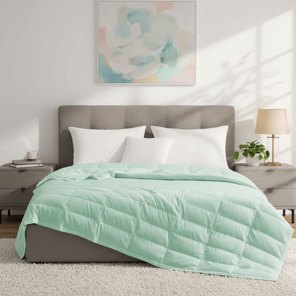 The eco-friendly tencel duvet cover comforter is brushed in the invigorating hues of Mint. Bring the freshness of nature to your room with this cooling down blanket in Mint.